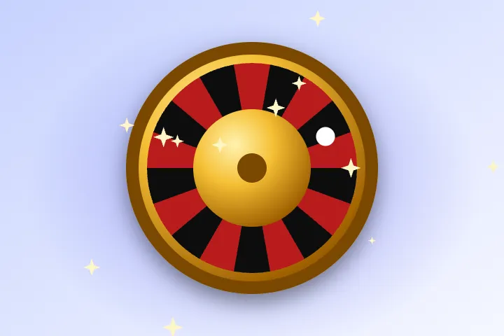 Stoły i krupierzy w casino Gambloria Casino Gambloria – złoto-czerwone koło ruletki, symbol stołów i krupierów
