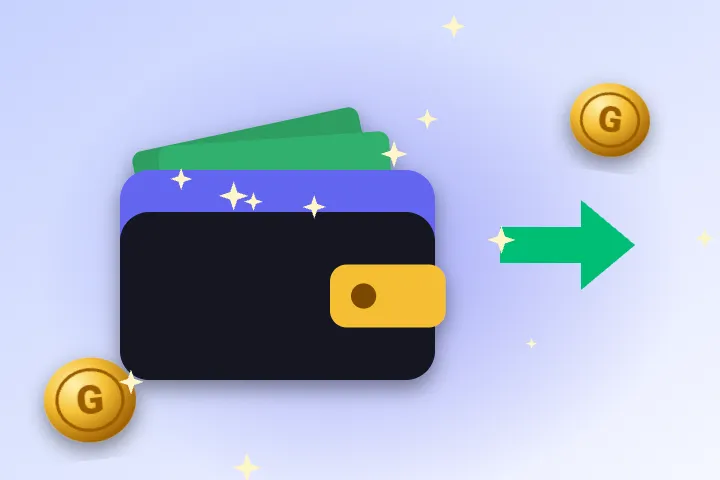 Wpłaty i wypłaty w casino Gambloria Casino Gambloria – portfel z banknotami i zielona strzałka wypłaty